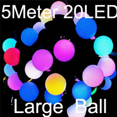 20 Led 16.4ft String Lights LED Large Ball RGB Colorful Christmas Ball String Light Outdoor LED Lights